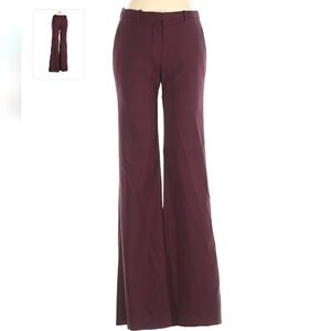 Theory Demetria Trouser Classic Wide Bell Leg Mid Rise Wool Flaw Office Burgundy